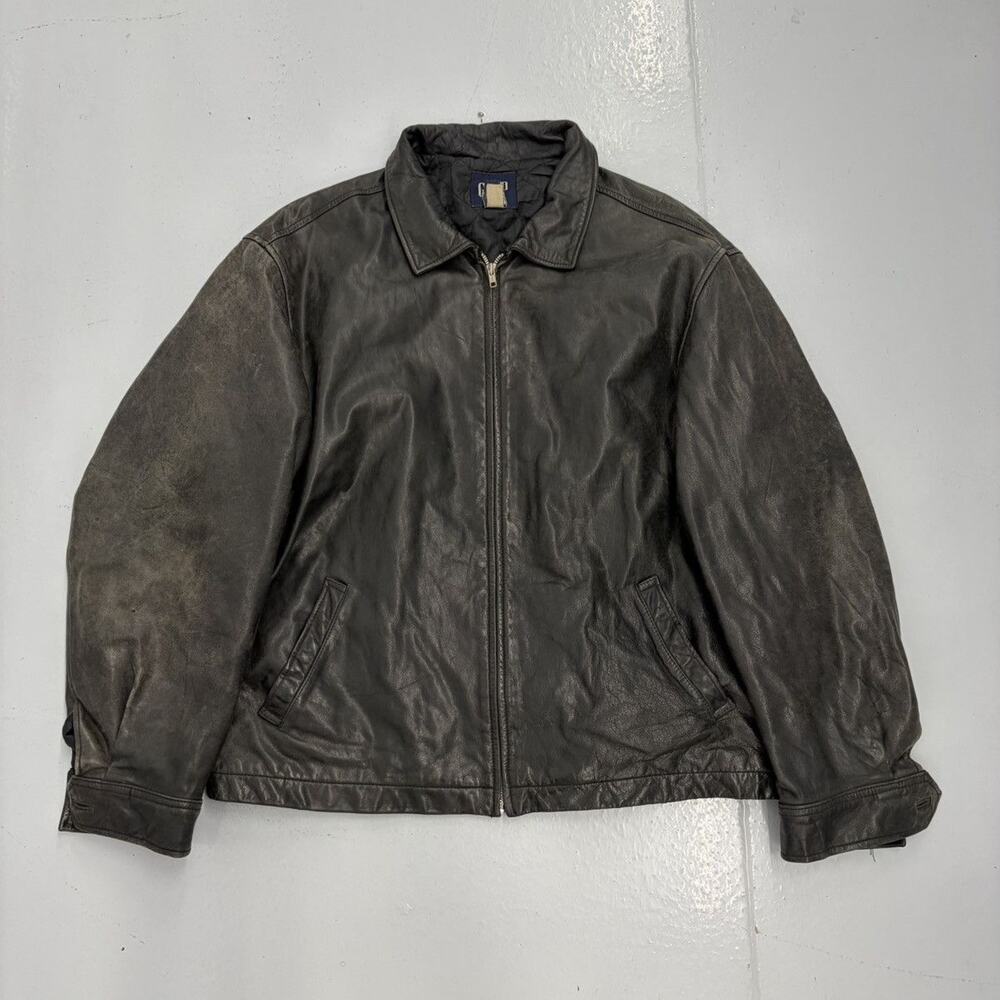 Vintage 90s Gap Black Side Clasp Boxy Leather Jacket